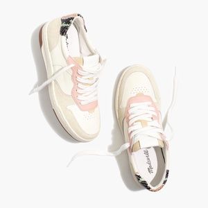 Madewell Court Sneakers in Colorblock Suede and Snakeskin Embossed Leather
